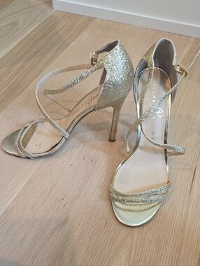 Ravishing Gold Glitter Ankle-Strap Sandals